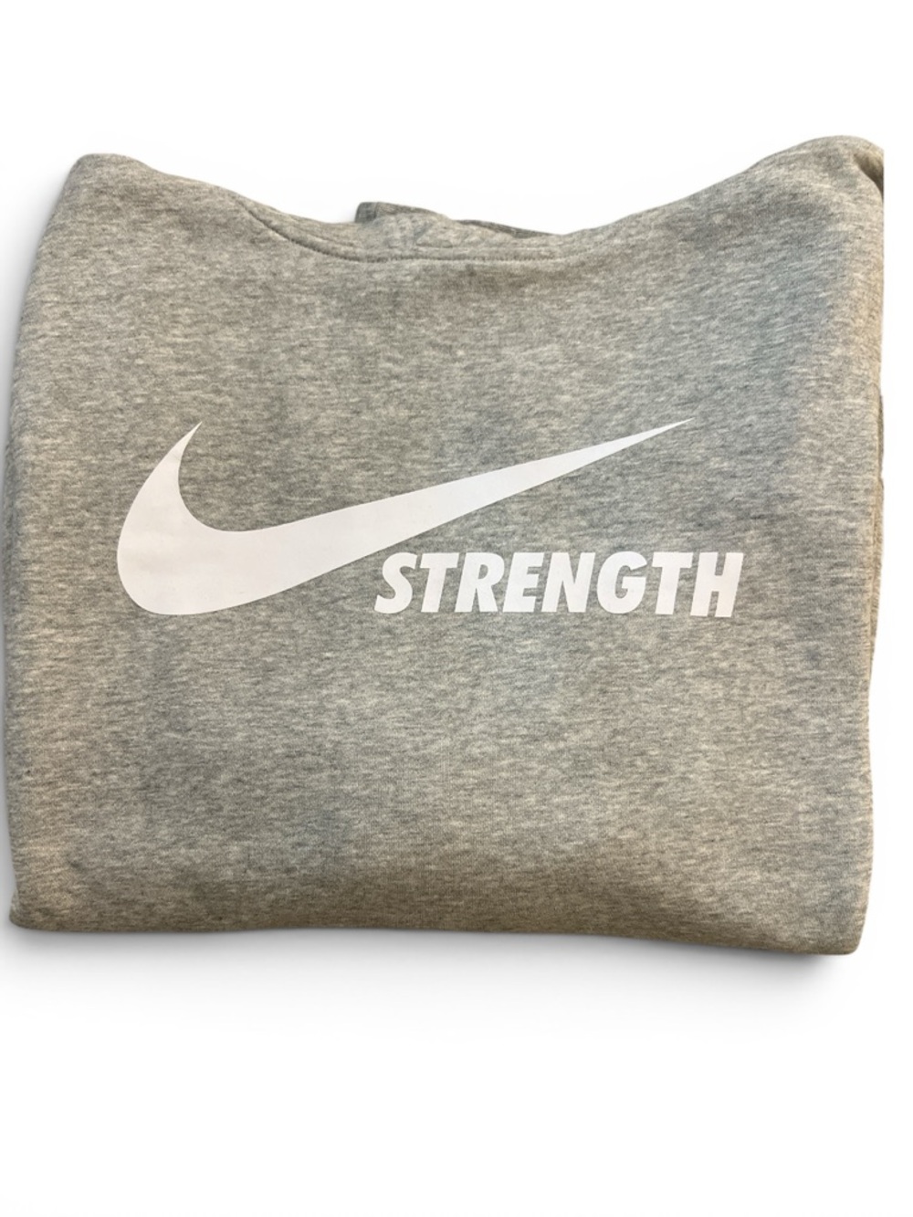 Nike “Strength” Graphic Hoodie Gray Swoosh Logo Pullover